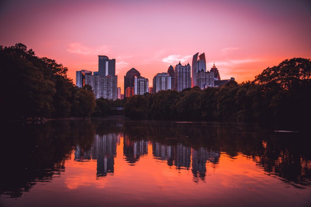 Atlanta buildings during golden hour