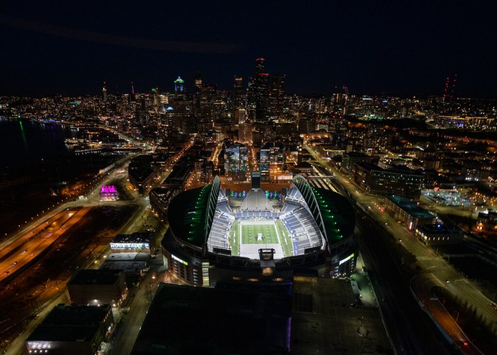 Seattle Lumen Field at night