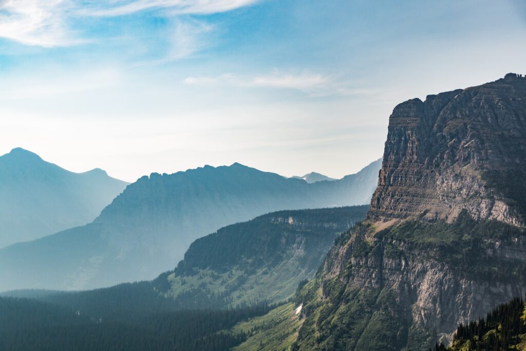 highrise photography of Rocky Mountain formations at Glacier National Park in Montana